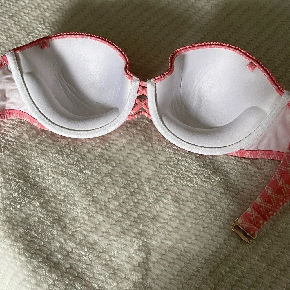 Victoria's Secret Coral Bra with White Accents